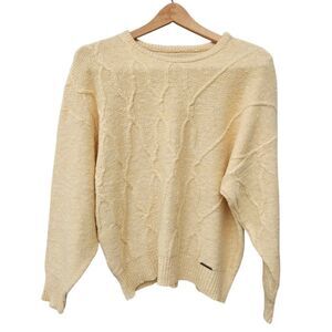 Vintage Geiger Butter Yellow Cotton Knit Sweater Size 40 Cabke Knit Austria